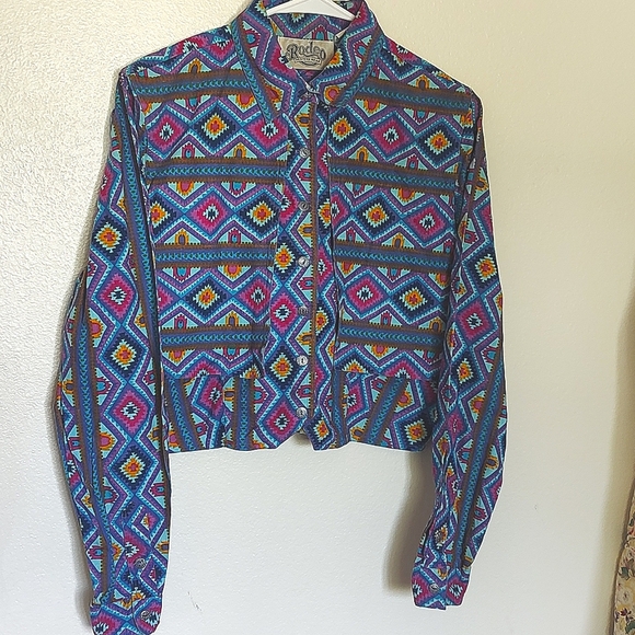 VTG 90s Western cropped button down - Picture 3 of 8